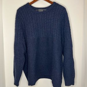 LL Bean Mens Lambs Wool Knit Sweater Crewneck Pullover Cable knit XXL